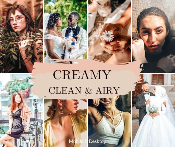 Creamy Clean & Airy Presets Lightroom Desktop & Mobile Warm Light Filters - Dl Presets (1)